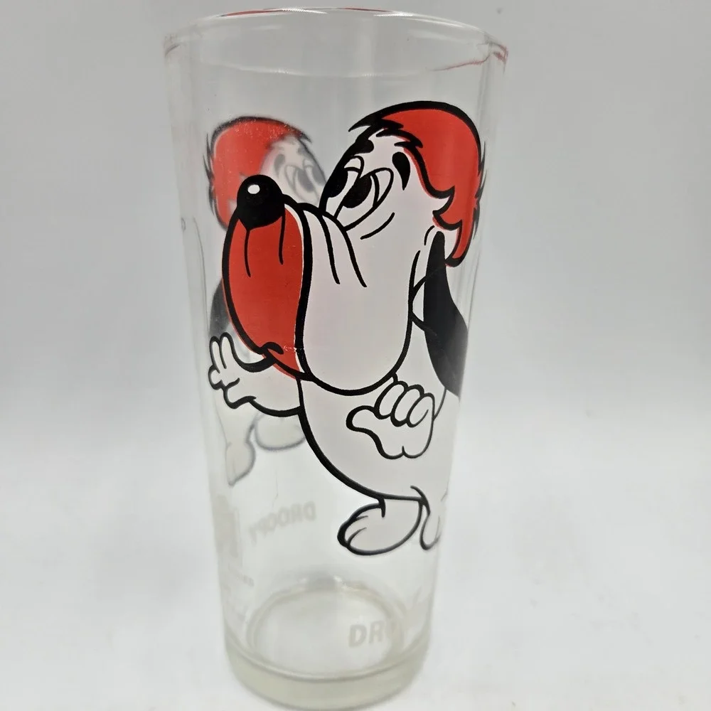 Droopy Pepsi Collector Series 1975 Drinking Clear Glass MGM Inc Vintage
